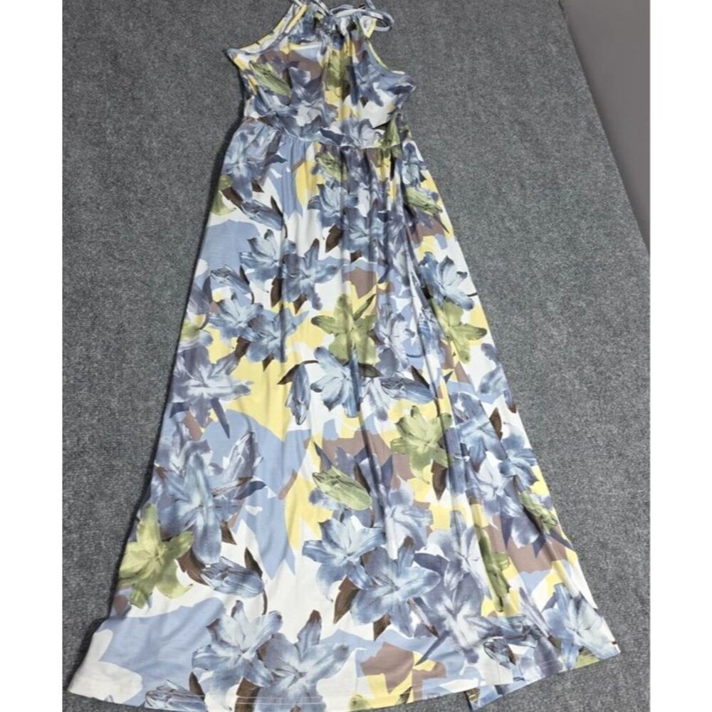 Women’s Floral Halter Maxi Dress Blue Yellow Size Small